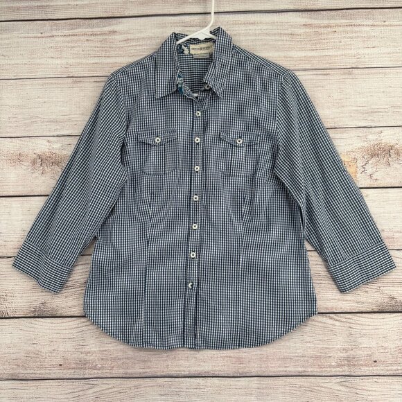 Denim & Supply Ralph‎ Lauren Gingham Button Down Shirt Women's Size M Blue/White - Picture 1 of 12